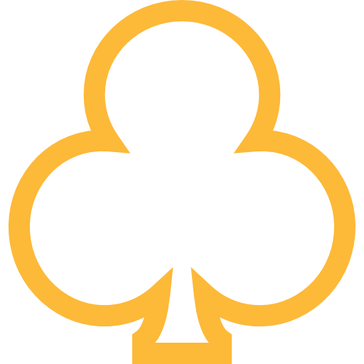 A thick, yellow outline of a club symbol from a pack of playing cards is centred on a light grey background, evoking the lively atmosphere of Chances Casino Maple Ridge.